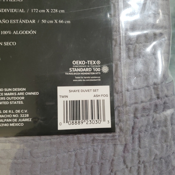 NWT UGG Shaye 2-piece Twin Duvet Set Ash Fog 100% Cotton - Picture 5 of 5